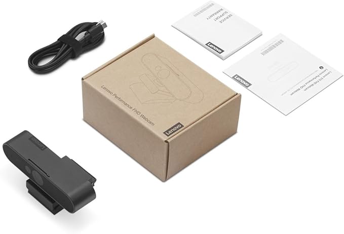 Lenovo HD 1080p Webcam (510 FHD)- Black w/ 4X Digital Zoom 95° Wide Angle 360° Rotation Pan &amp Tilt Dual Microphones &amp Windows Hello