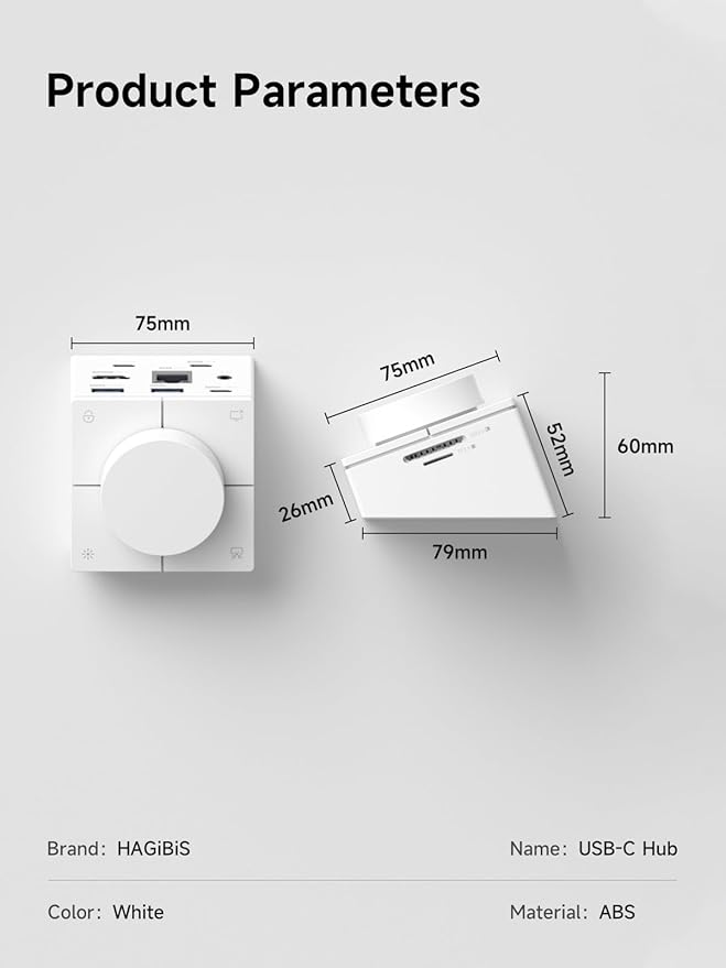 Hagibis Knob USB C Hub with Shortcut Buttons RGB Type-C Docking Station with 4K@60Hz HDMI 100W PD 5Gbps USB-C 2 USB3.0 2.5G RJ45 AUX SD3.0 Micro SD3.0 for MacBook iPad Pro Laptop (White 2.5G)