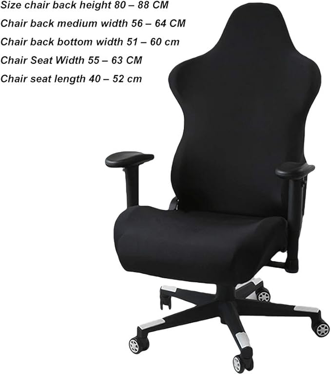 Screwcoovers Extendable Gaming Chair Black Covers – Ergonomic Office Computer Chair for Gaming Office Chair (No Chair)