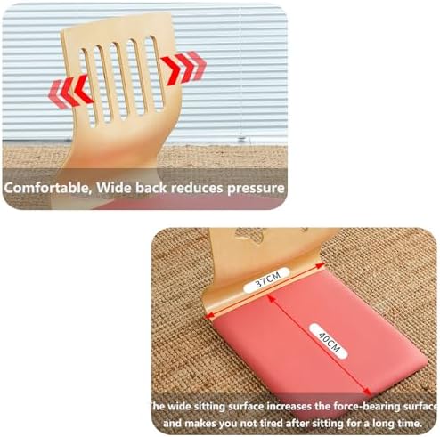 BTZHY Floor Chair Portable Tatami Chair with Back Support Meditation Floor Chair Portable Japanese Legless Chair Wooden Lazy Sofa Bay Window Balcony Living Room Chair Floor Seat 37 x