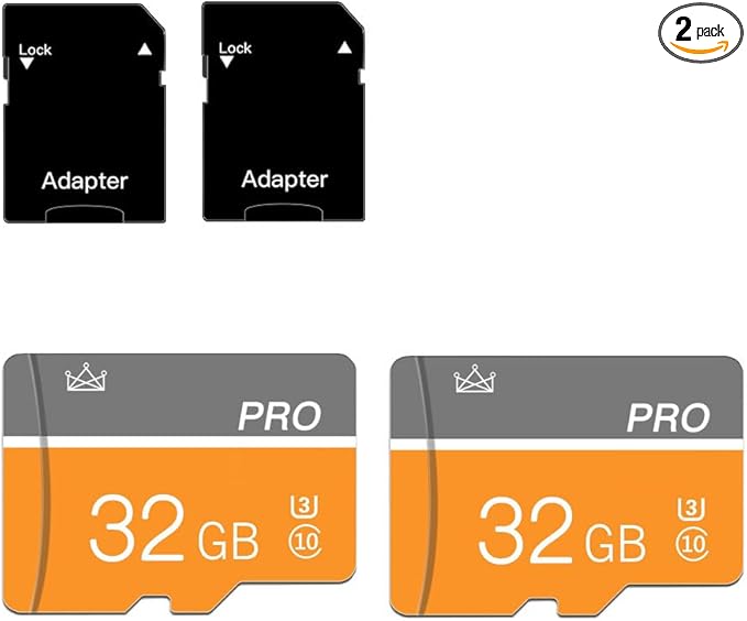 32GB Micro Memory Card Class 10 Memory Card with Adapter Fast Speed TF Card for Tablet/Mobile Phone/Camera/Car Audio/Game Console(2 Pcs 32GB)