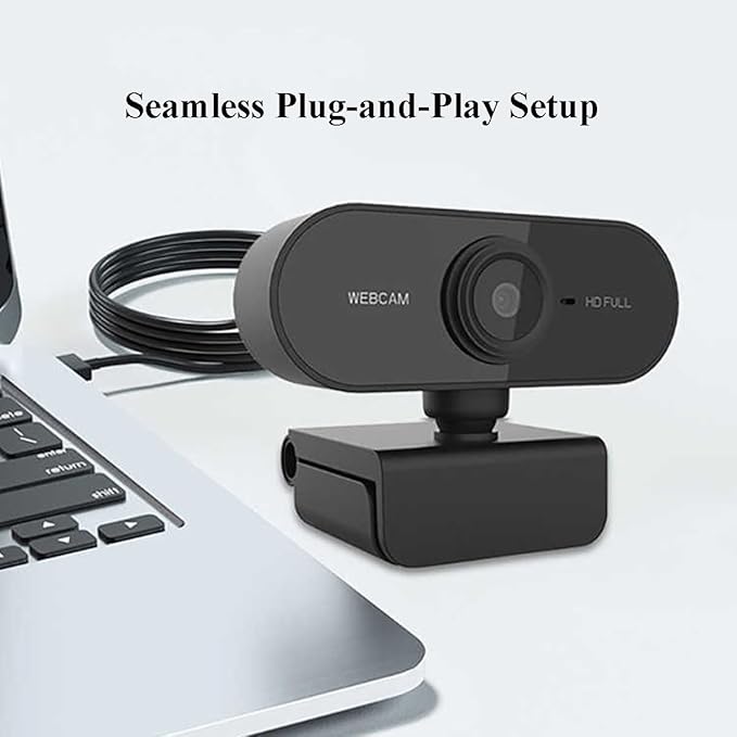 GIZNXBA Webcam for PC Laptop Desktop Computer USB Webcam with Microphone 360° Rotation Pan &amp Tilt Privacy Shutter Streaming Camera for Meeting/Online Video Calls(Black B2K)