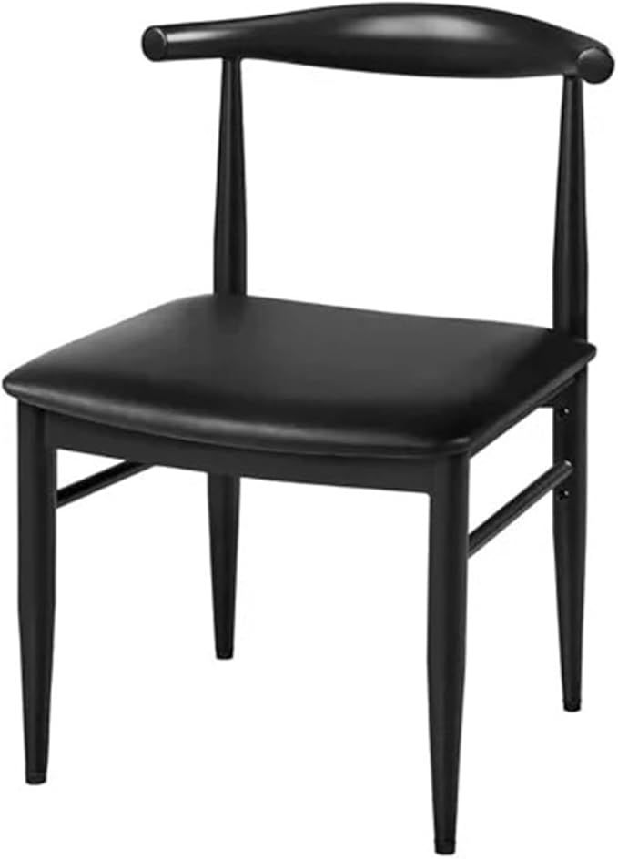 Adjustable Office Computer Chair with Armrest 1pcs Black No Armless with Curved Backres Metal Legs Leather Seat Dining Chairs
