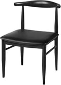 Adjustable Office Computer Chair with Armrest 1pcs Black No Armless with Curved Backres Metal Legs Leather Seat Dining Chairs
