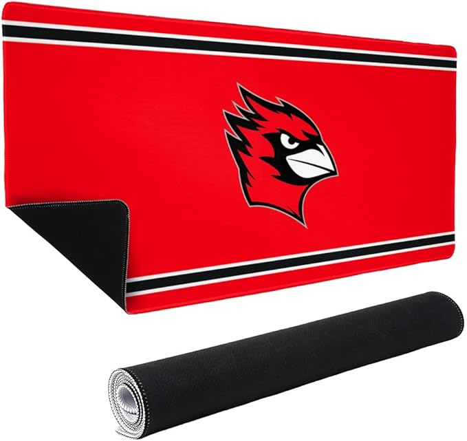 Wesleyan Cardinals Primary Logo Stripes Large Gaming Mouse Pad Desk Mat with Stitched Edges Non-Slip Base for Gamer Home and Office 31.5 x 15.7