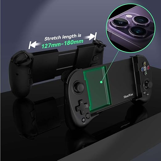 ShanWan Mobile Game Controller for iphone/Android with PHONE CASE Support Bluetooth Wireless Gamepad - PS Remote Play Xbox Cloud Steam Link GeForce NOW MFi Arcade Games-Long Battery Life