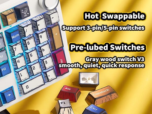 x Aula F99 Pro Mechanical Keyboard Wireless Gaming Keyboards RGB Backlit Hot Swappable Custom Creamy Bluetooth Computer Keyboard Tri-Mode BT5.0/2.4GHz/USB-C Pre-lubed Switches PBT Keycaps