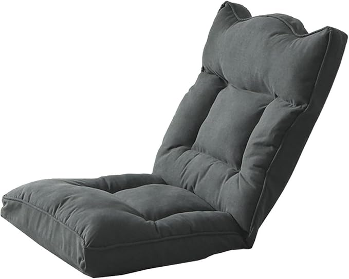 ELEFOCUS Adjustable Floor Sofa Chair 5 Position Multi-Angle Padded Floor Chair Cushioned Back Support Versatile Video Game Chairs(Grey)