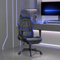 YAFF Massage Gaming Chair with Footrest Black&ampBlue Faux Leather-5434