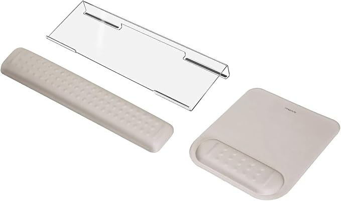 MOSISO Computer Keyboard Stand&ampWrist Rest Support for Keyboard &ampMouse Pad Set Ergonomic Massage Wrist Rest Set Easy Typing Working Acrylic Clear Stand for Office Home Taupe Brown