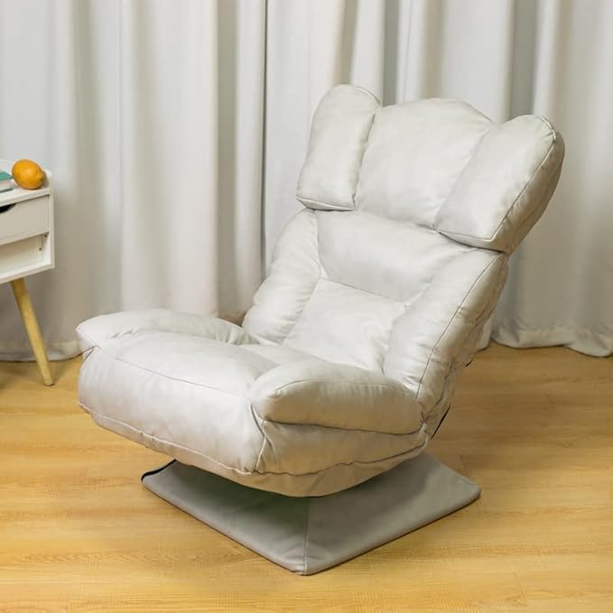 TBQATNTS Reclining Folding Floor Gaming Chair for Homehigh Back Folding 360-Degree Swivel Floor Lazy SofaChair Padded Backrest Lounger Sleeper Game Rocker for Teens AdultsB