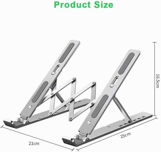 Portable Laptop Cooling Stand 11 to 17.3 Inch Aluminum Alloy Height Adjustable Riser Office Computer Radiator
