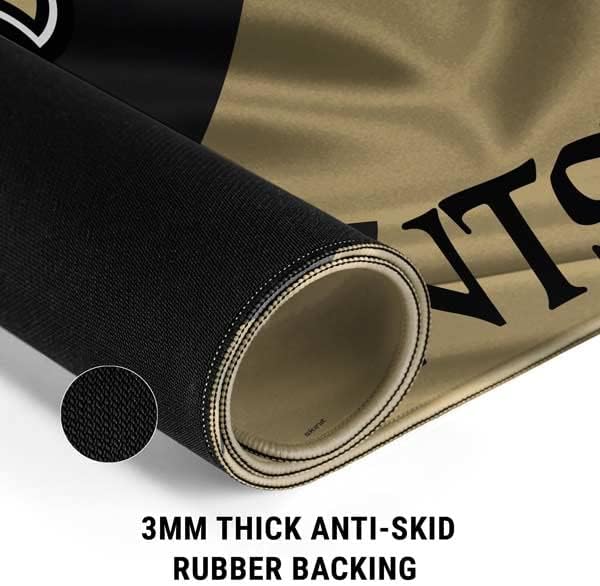 Skinit Extra Large Gaming Mouse Pad - Officially Licensed New Orleans Saints Design with Stitched Edges Waterproof Non-Slip Rubber Base Desk Mat for Keyboard &amp Mouse 35.75 x 15.4 inches