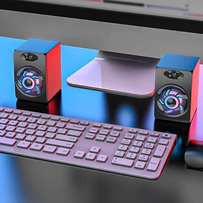 Computer Audio Desktop Home Mini Small Speaker Laptop Mobile Phone Colorful Light Subwoofer(D)