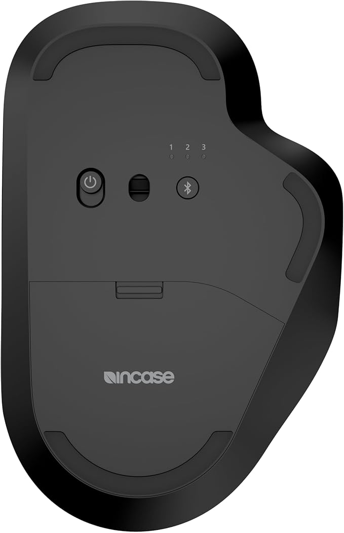 Incase Bluetooth Ergonomic Mouse – Designed by Microsoft – Two Thumb Buttons Easy to Grip Thumb Rest Precision Tracking Connects 3 Devices 15 Month Battery Life Mac/Windows PCs/Laptops (Black)