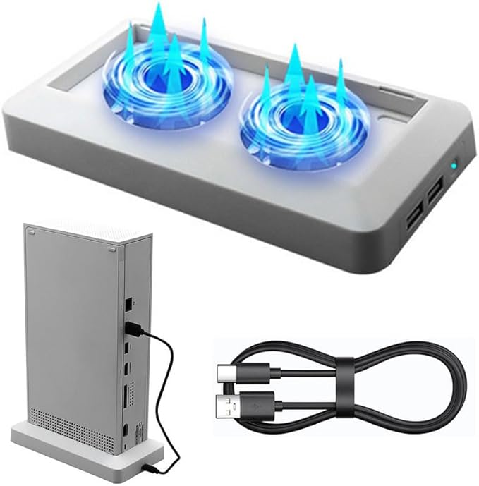 Cooling Fan for Xbox Series SDesktop Cooling Stand with 2 Built-in Fast Cooling air speeds 2 USB Ports USB-C Cable Included Non-Slip Design Stable Placement