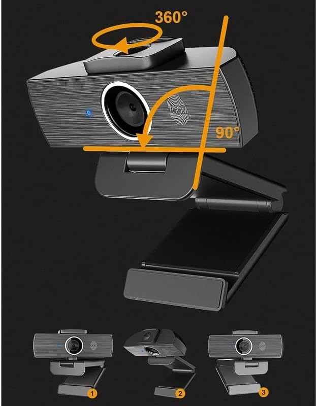 Webcam 4k with Microphone Web Cam for PC Computer Laptop Stream Video with Cover