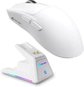 ATTACK SHARK X1 Superlight Wireless Gaming Mouse with RGB Magnetic Charging Dock BT/2.4G Wireless/Wired Gaming Mouse PAW3395PRO Gaming Sensor 40000DPI 53g Office Mice for PC/Mac/Win/Xbox (White)