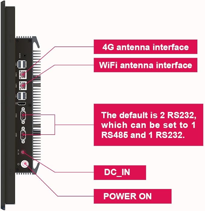 YEYO 15.0 Industrial Computer Touch Screen 10 Point Touch Industrial Computer Resolution 1024 * 768 450nit RJ45*2 USB*4 com*2 HD*1 WiFi+BT(J6412/8+128)