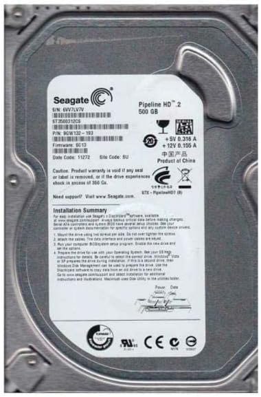 Seagate 500 GB Pipeline HD SATA 3Gb/s NCQ 8MB Cache 3.5-Inch Internal Bare Drive (ST3500312CS)