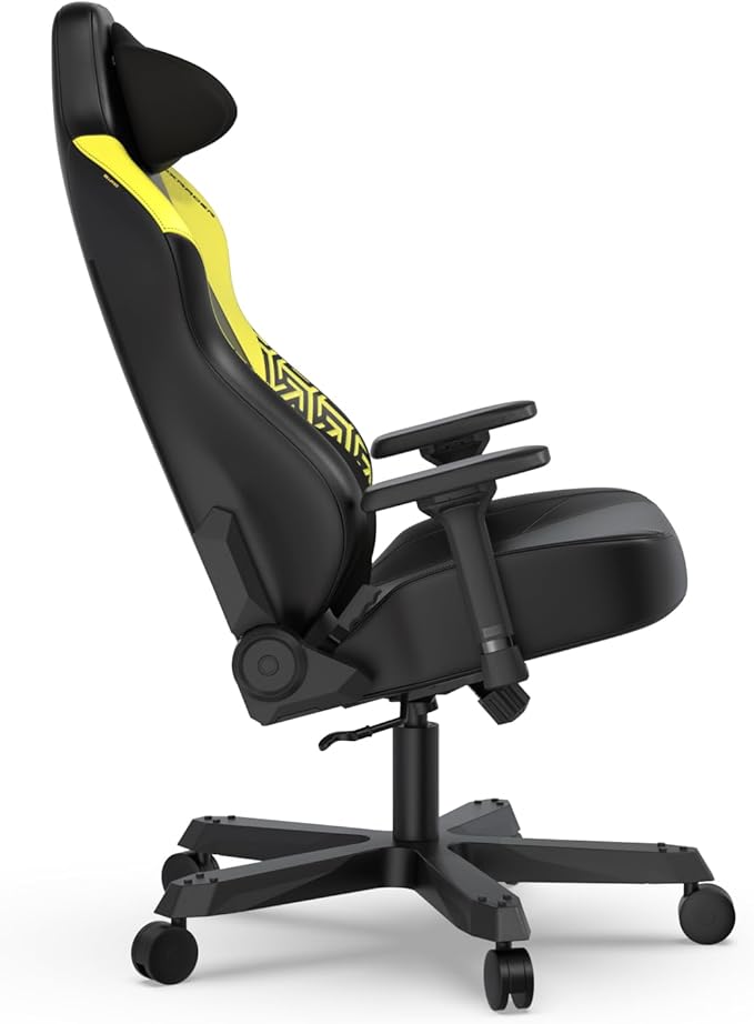 DXRacer Tank XXL Ergonomic Video Gaming Chair for Adults Office Reclining Computer Chair with Magnetic Head Pillow and Lumbar Support Racing Style Height Adjustable (EPU Leatherette Black Yellow)