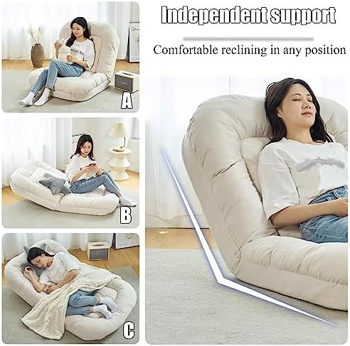 Floor Chair Indoor Adjustable Floor ChairLazy Sofa Couch Bed Softly Cushioned High Back Floor Gaming Chair Tatami Couch Covers Lazy Floor Sofa Easily Folding for Teens Adults Living Room Corner Ch