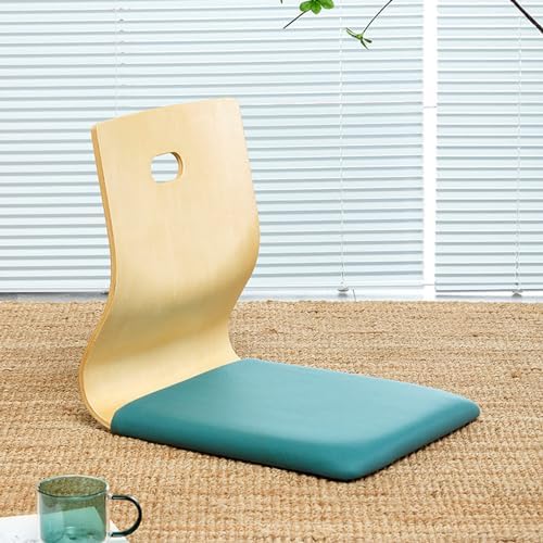BTZHY Floor Chair Portable Tatami Chair with Back Support Meditation Floor Chair Portable Japanese Legless Chair Wooden Lazy Sofa Bay Window Balcony Living Room Chair Floor Seat 37 x