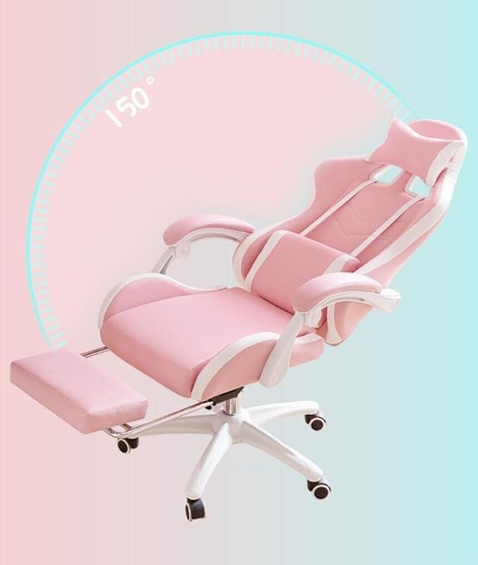 Video Gaming Chair Racing Recliner with Footrest High Back Ergonomic Office Desk Chair Adjustable Armrests (Pink)(Type 3)