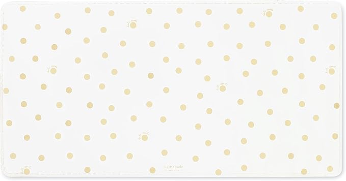 Kate Spade New York Decorative Desk Pad Vegan Leather Keyboard and Mouse Pad for Desktop Gold Dot with Script