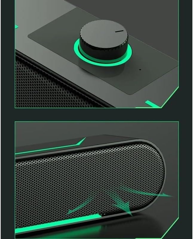 LED Computer Speakers Long Bar Stereo Soundbar with Volume Control USB Powered for Gaming/PC