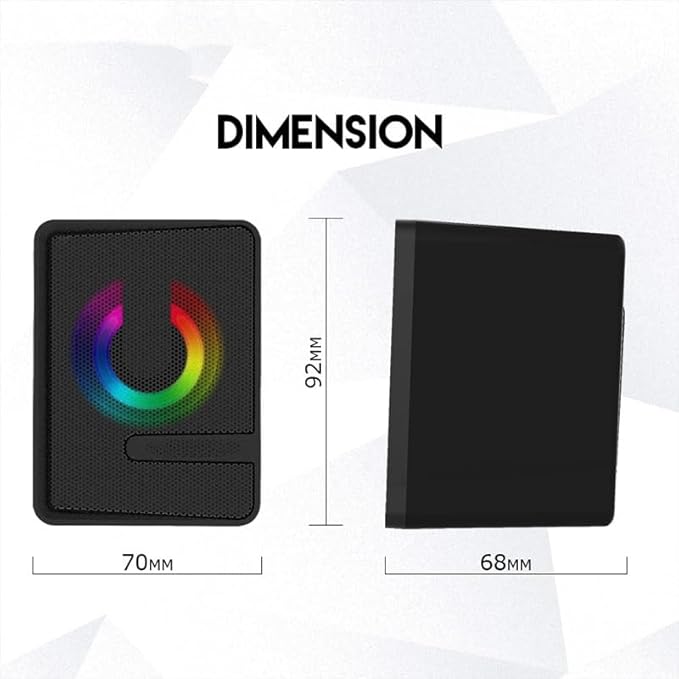 Computer Speaker Wired Subwoofer Stereo Full-Range Portable Mini RGB for Laptop Desktop
