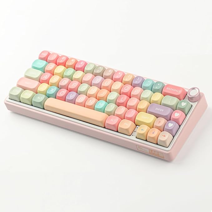 PBT Keycaps 126 Keys MOA Profile Cute Keycap Dye-Sublimation Rainbow Candy Keycaps Set Custom Keycap for Cherry Gateron MX Swithes Mechanical Keyboards (Only Keycaps)