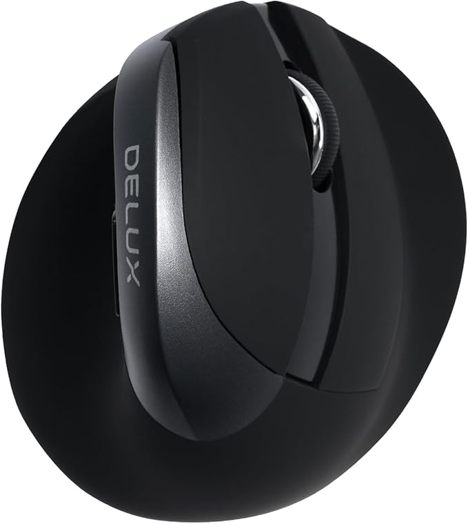 DELUX Wireless Ergonomic Mouse Vertical Mouse for Small Hands Silent Click Ergo Mouse Up to 4000 DPI 6 Buttons Rechargeable 2.4G/BT 5.2 Dual-Mode Compatible with Laptop/PC (M618MINI-Iron Gray)
