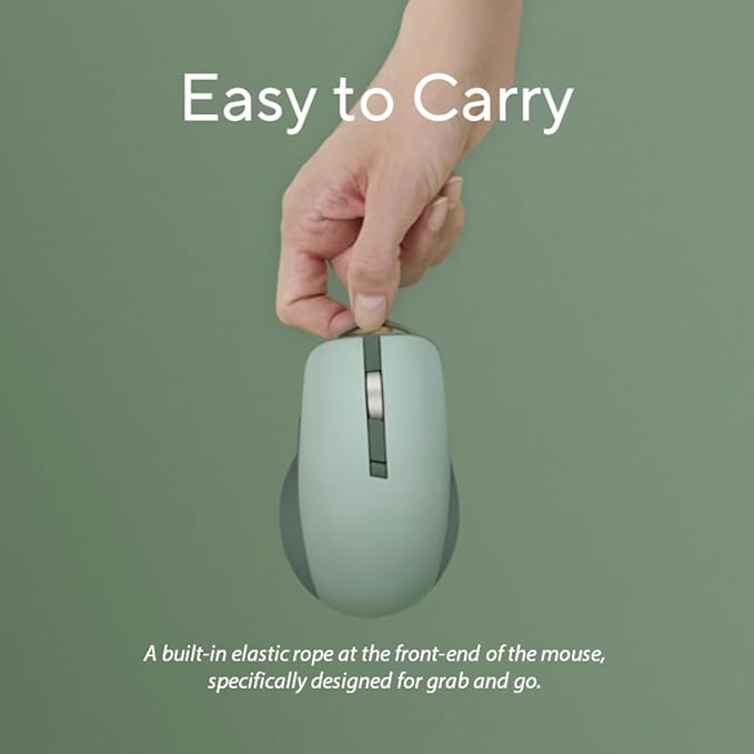ASUS Wireless SmartO Mouse Silent Plus – Dual Mode (BT/2.4GHz) up to 3 Devices Ergonomic 4200 DPI AA Battery Lasts up to 1 Year Quiet Switches Portable for Productivity/Gaming - Green Tea Latte