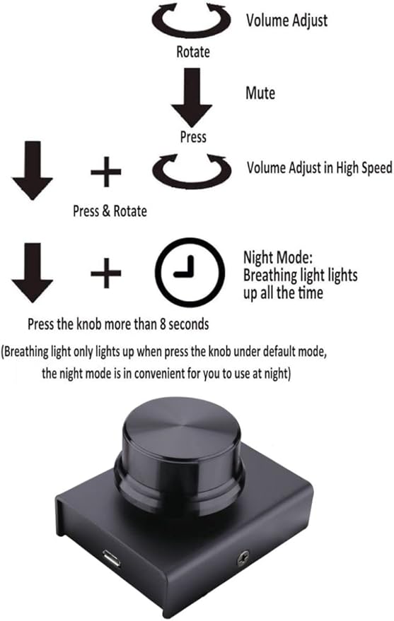 USB Volume Control Multimedia Controller Knob PC Volume Control Knob Speaker Audio Multimedia Volume Remote Control Adjuster with One Key Mute Function Support Win7/8/10/XP/Mac/Vista/Android/iOS