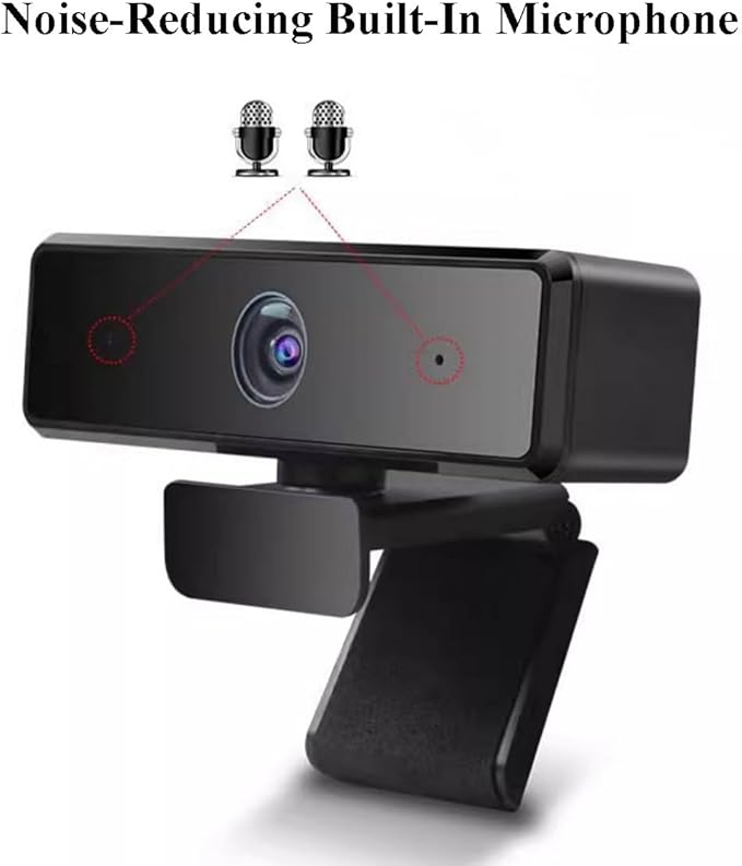 GIZNXBA Webcam with Microphone Noise Cancellation 2K/4K Autofocus USB Webcam with Auto Light Correction Clear Stereo Audio Plug and Play for Laptop Desktop PC Streaming(2K)