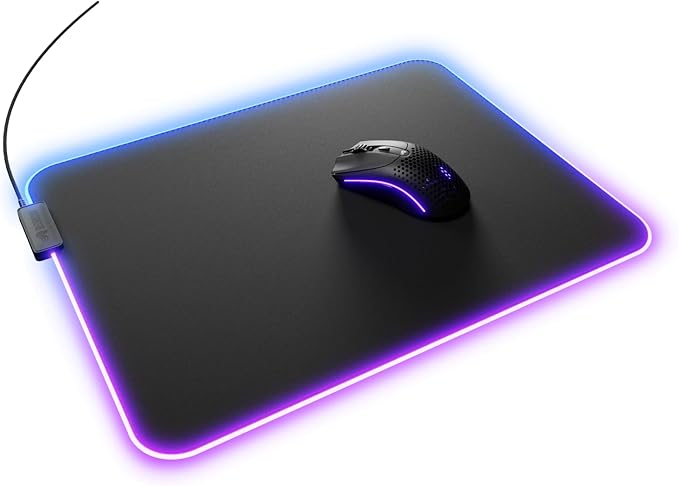 GLORIOUS Gaming Mouse Pad GMP 2 GLED - XL - 2-Zone RGB Lighting InfiniGlow RGB Stitchless Edge Premium Cloth Surface Grippy Rubber Base Optimised for Gaming - 18 x 14 x 0.1 - Large Desk Mat
