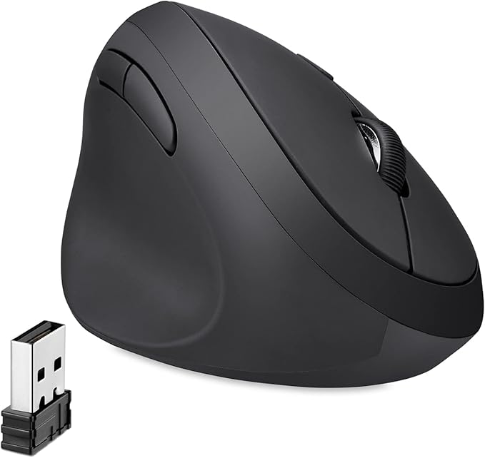 Perixx Perimice-719L Left Handed Wireless Vertical Mouse Portable Size for Laptops Computer 3 Level DPI (Pack of 2)