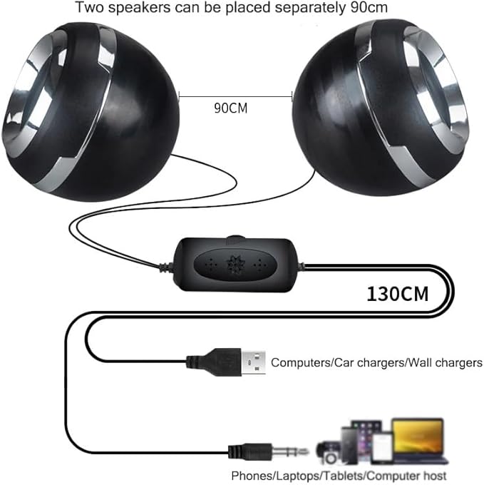 1 Pair Wired Mini Computer Speakers Horns for Laptop Desktop Phone 6W Powerful Audio Multimedia Loudspeaker(D)