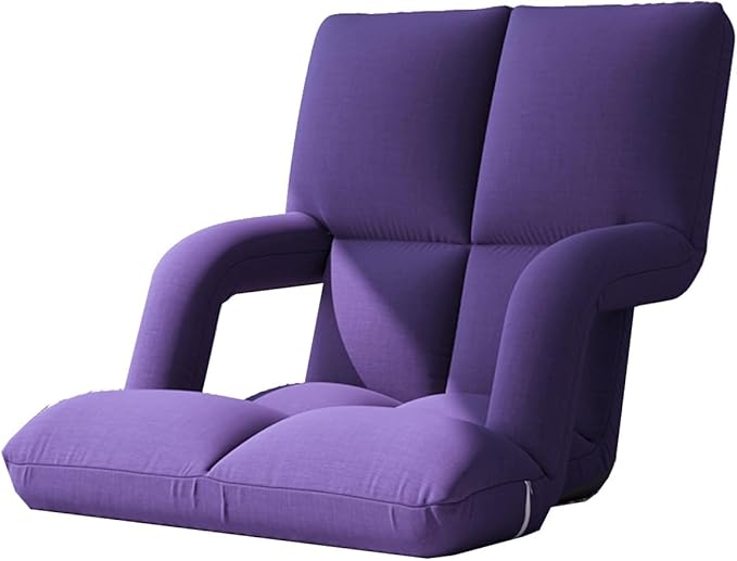Folding Floor Chair with Back Support Adjust Lay Flat Recliner Folding Floor Gaming Chair Japanese Floor Chair Foldable Ergonomic Single Sofa Seat for Living Room Bedroom(/Purple)