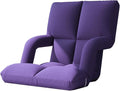 Folding Floor Chair with Back Support Adjust Lay Flat Recliner Folding Floor Gaming Chair Japanese Floor Chair Foldable Ergonomic Single Sofa Seat for Living Room Bedroom(/Purple)