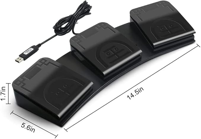 USB Foot Pedal PC Triple Pedal Customized Programmable Computer Keyboard Hot Key PC Gaming Keyboard Transcription MIDI Trigger Controller HID