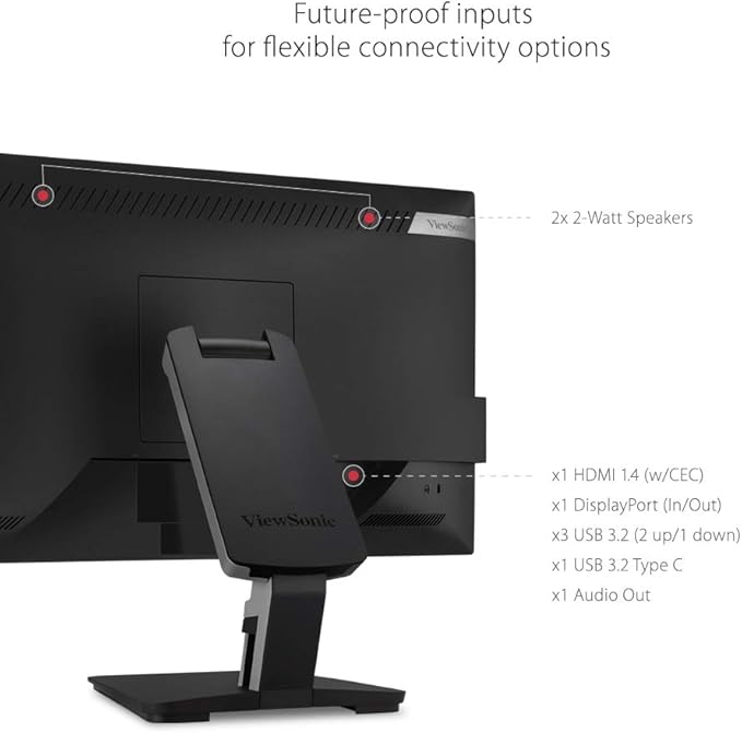 ViewSonic TD2455 24 Inch 1080p IPS 10-Point Multi Touch Screen Monitor with Advanced Dual-Hinge Ergonomics USB C HDMI and DisplayPort Out