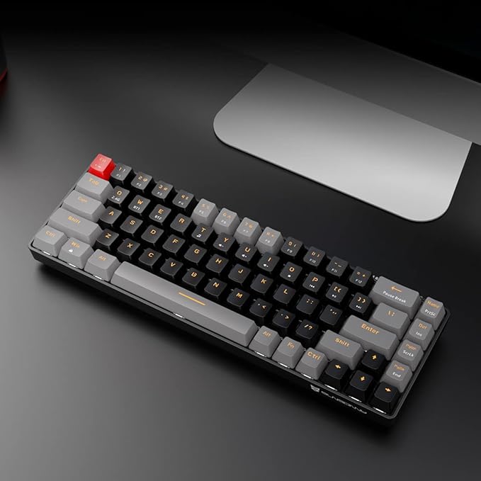 Qisan Mechanical Gaming Keyboard Dual Mode 2.4G/BT Wireless 60% Mini Design Brown Switch US Layout 68 Keys Computer Keyboard Gaming Pc Wireless Gaming Keyboard