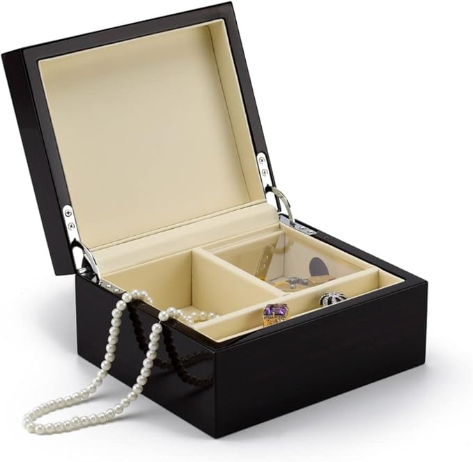 MusicBoxAttic Contemporary 30 Note Hi Gloss Macassar Finish 3.6 LCD Video Jewelry Box - 9th Symphony