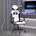 Massage Gaming Chair with FootrestFaux Leather Computer Game ChairMassage Office ChairErgonomic Desk Chair PC Gaming Chair for Adults Teens(White&ampBlack) -AA