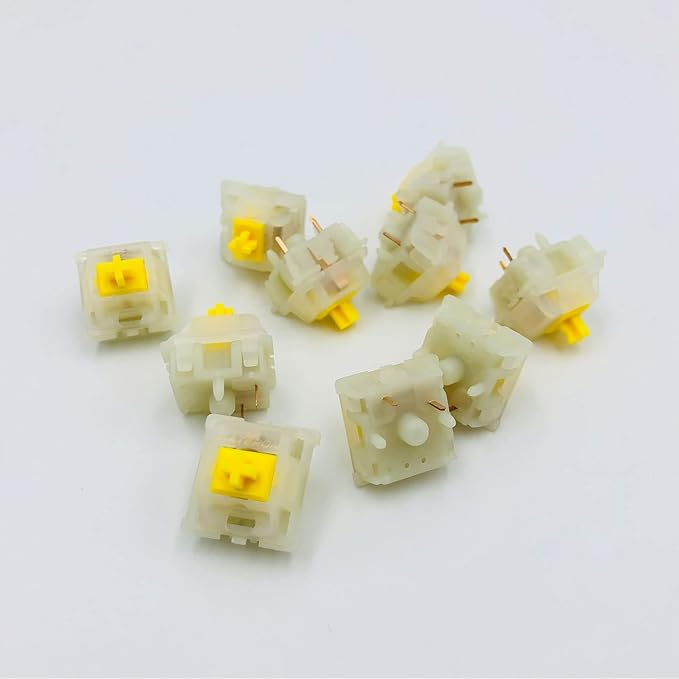 GATERON Milky Yellow Pro V2 Pre-lubed 5 Pin 50gf LED RGB Linear Switches for MX Mechanical Keyboard (110 Pcs Milky Yellow Pro V2)