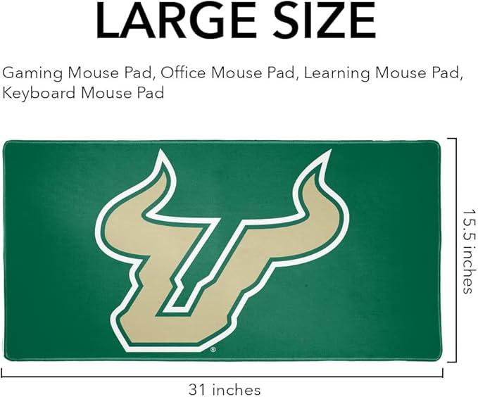 University of South Florida Primary Logo Large Gaming Mouse Pad Desk Mat with Stitched Edges Non-Slip Base for Gamer Home and Office 31.5 x 15.7
