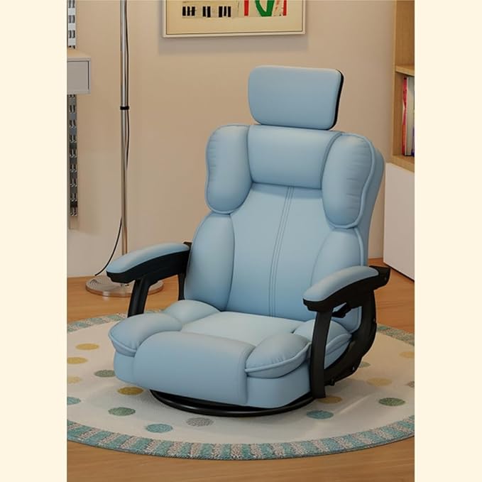 360° Swivel Gaming Floor Chair for Adults Adjustable Floor Chair Comfortable Lazy Floor Lounger for Living Rooms and Gaming Zones(Blue)