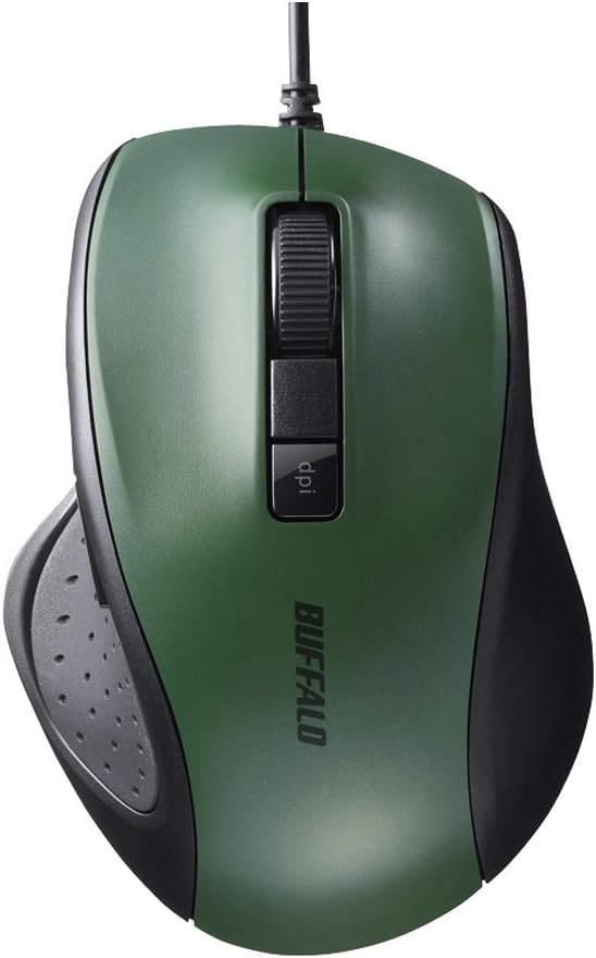 BUFFALO BSMBU308GR Wired BlueLED Silent 5-Button Mouse Green